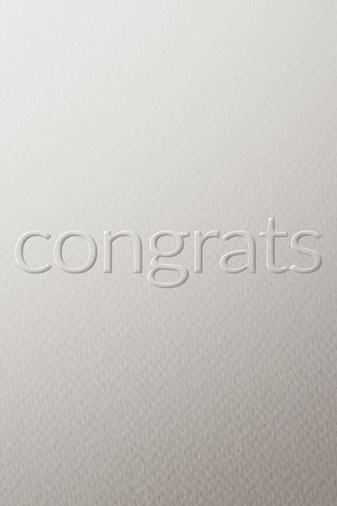 Congrats embossed text white paper background
