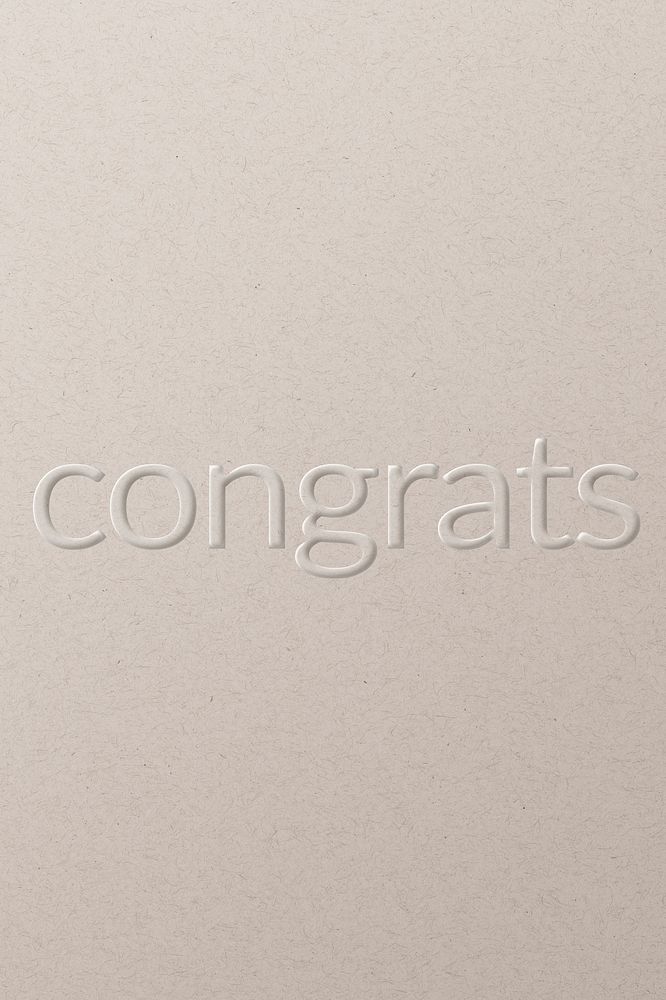 Congrats embossed text white paper background