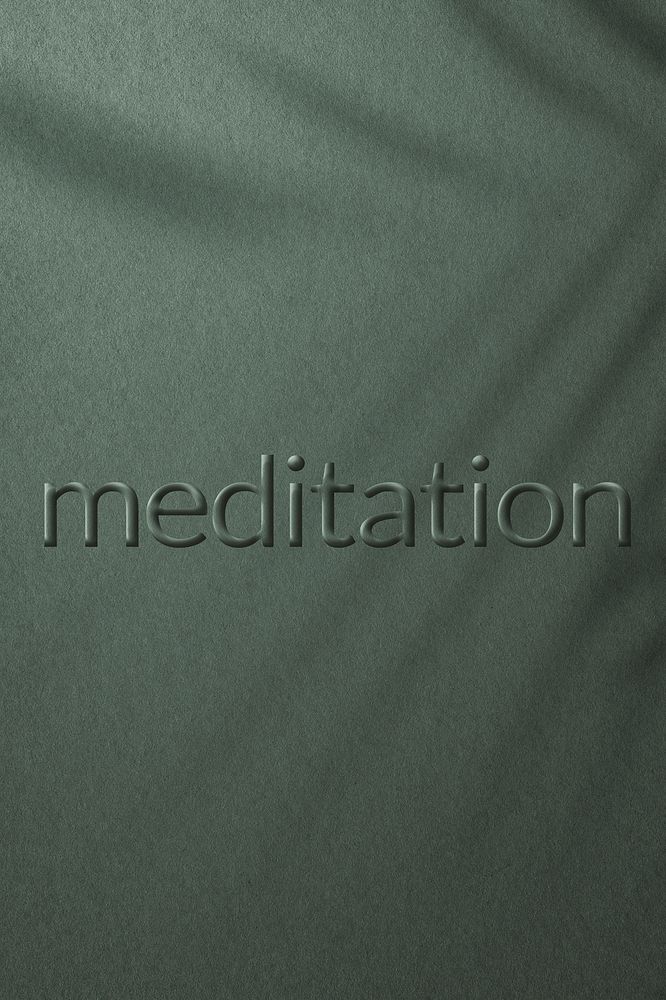Word meditation embossed typography design