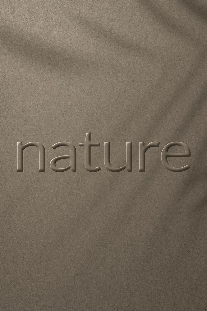 Word nature embossed letter typography design