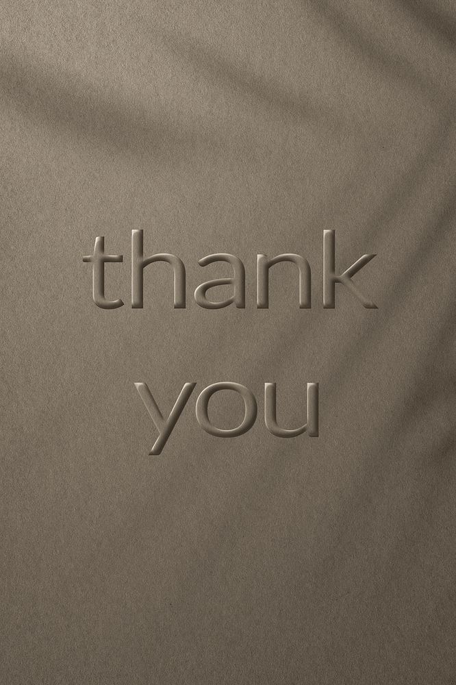 Phrase thank you embossed letter typography design