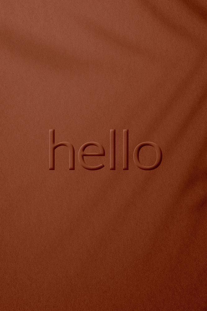 Hello text embossed plant shadow textured font