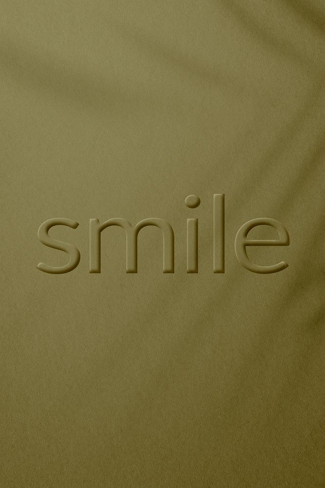 Word smile embossed textured typography
