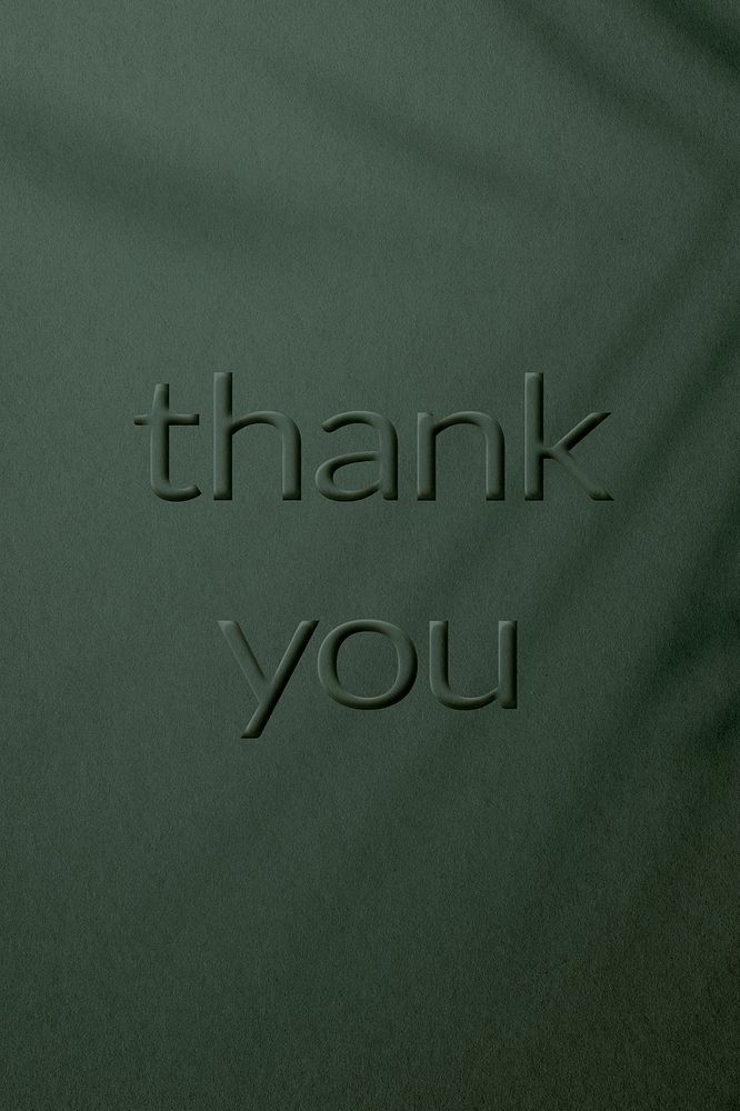Plant shadow textured embossed thank you message typography