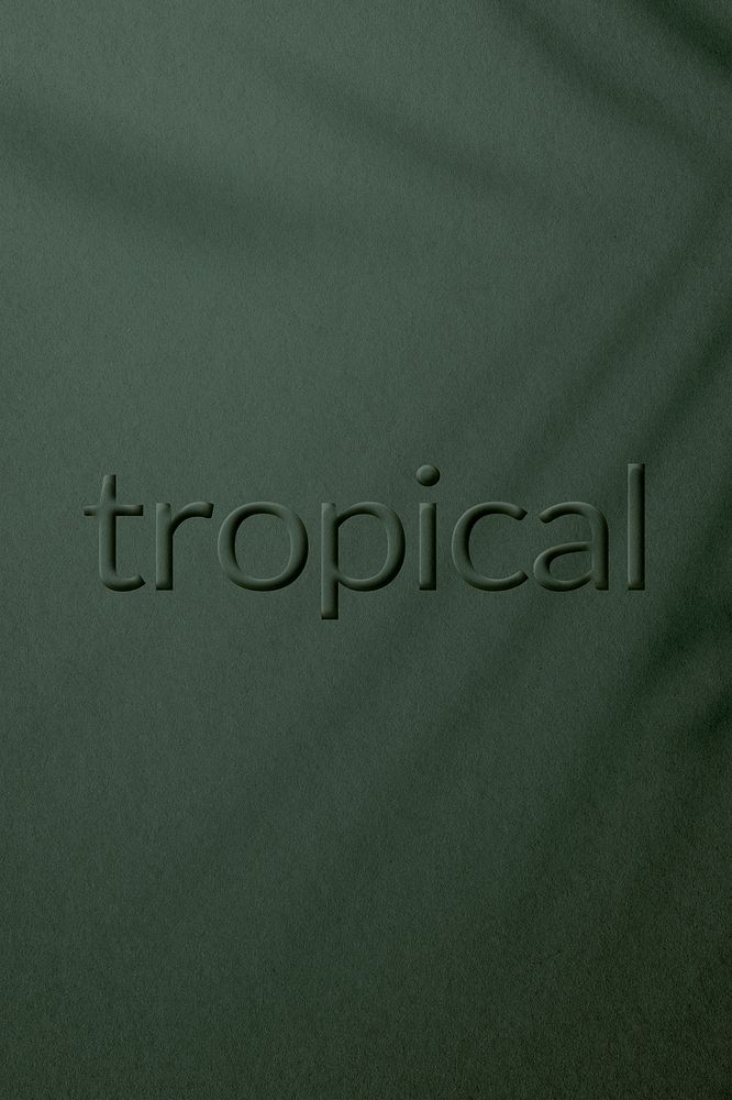 Tropical word embossed plant shadow textured font