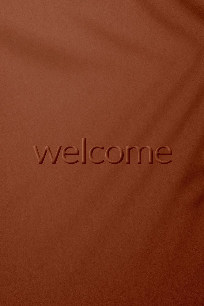 Embossed welcome word plant shadow textured backdrop typography