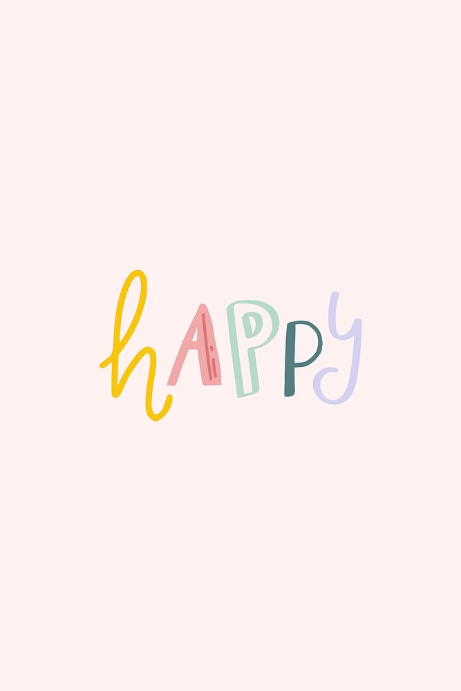 Happy typeface vector doodle font hand drawn