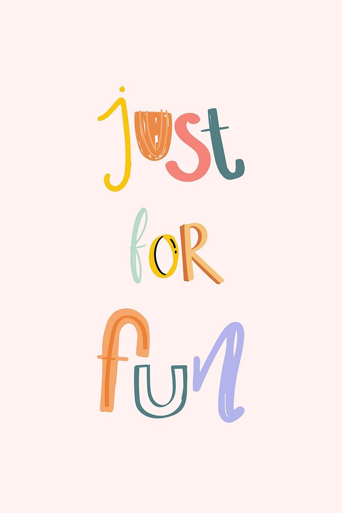 Just fo fun vector doodle font colorful hand drawn
