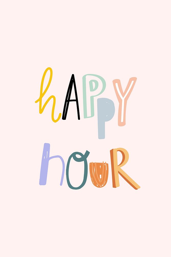 Doodle lettering happy hour vector typeface