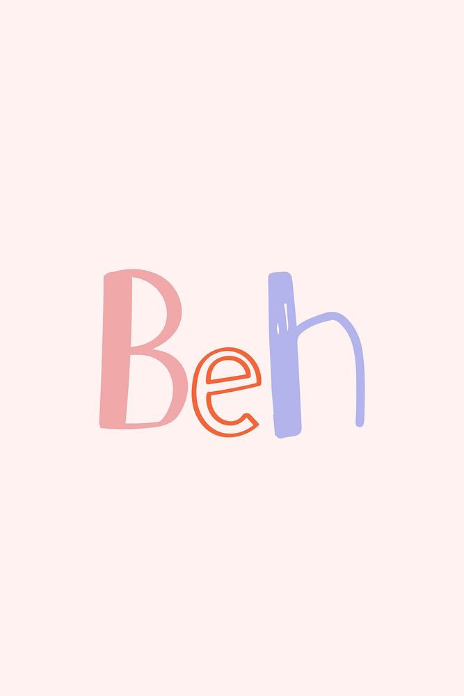 Beh word vector doodle font colorful hand drawn