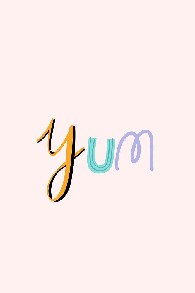 Doodle font yum lettering hand drawn