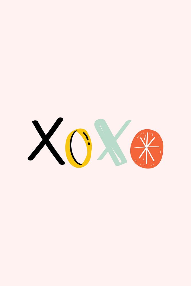 XOXO word vector doodle font typography