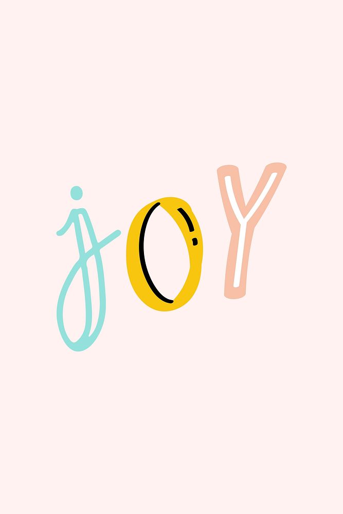 Joy word vector doodle hand-lettering typography