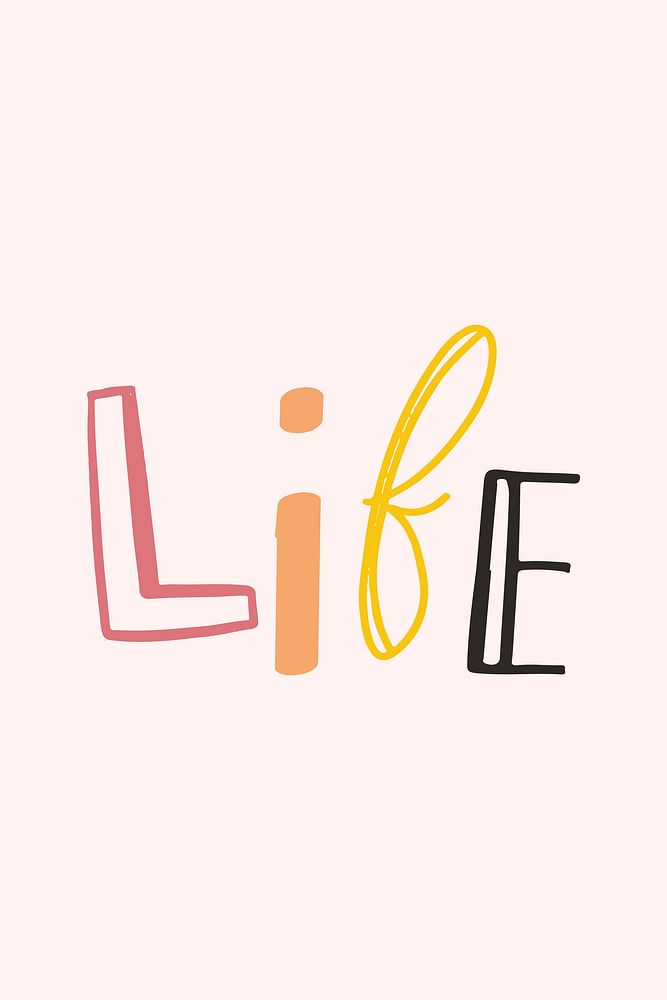 Life doodle word colorful vector clipart