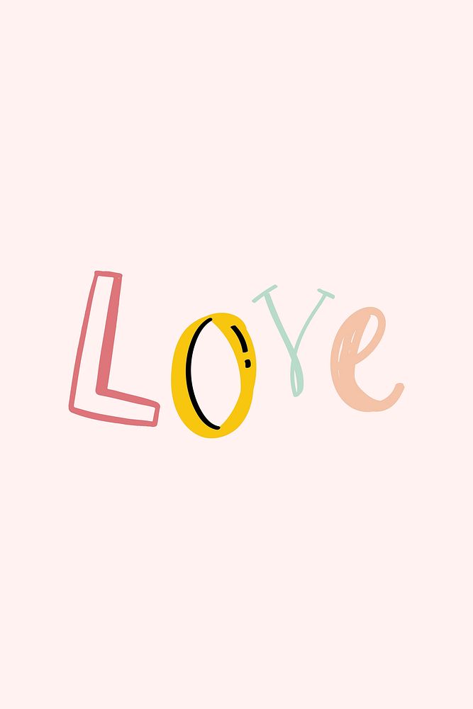 Love doodle hand drawn vector typography
