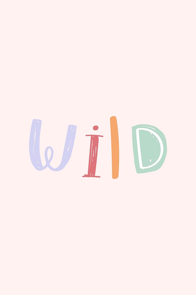 Wild word vector doodle font typography