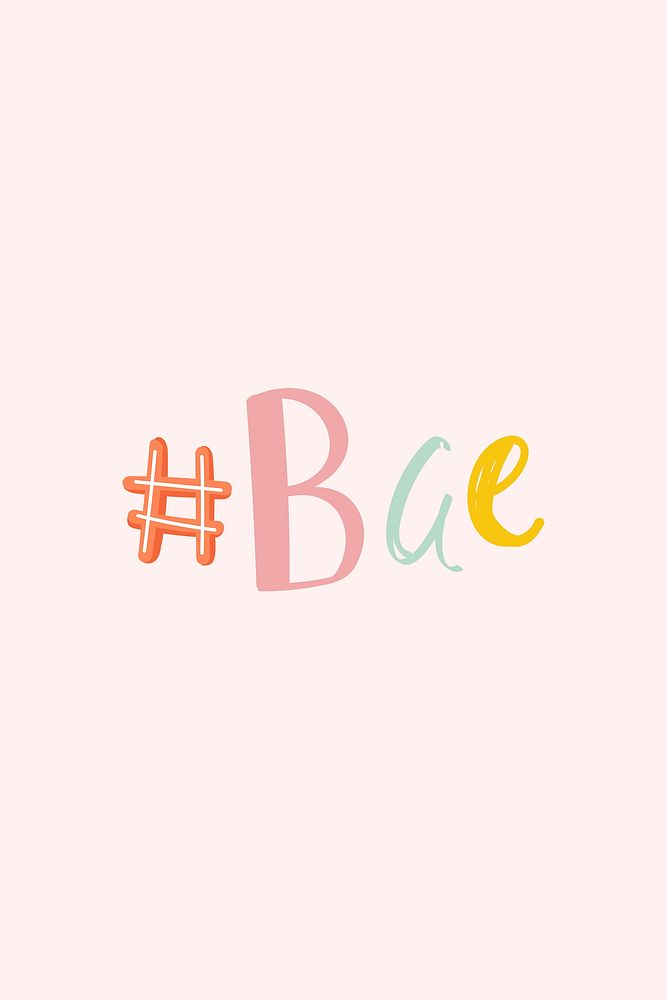 Word art psd #bae doodle lettering colorful