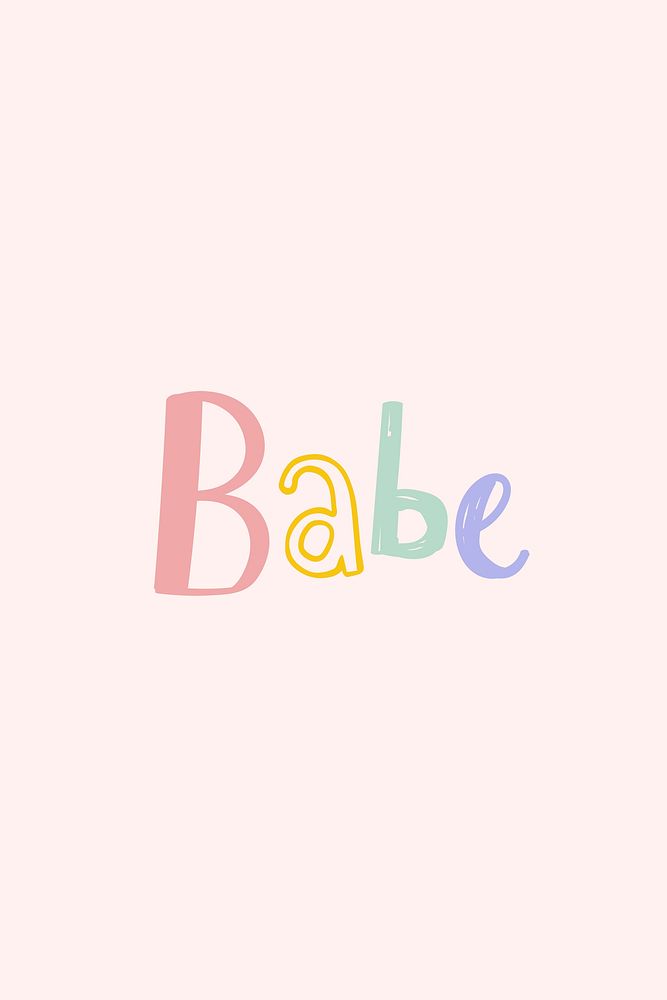 Babe word psd colorful doodle font