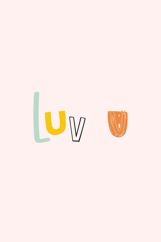 Luv u typography psd font doodle text