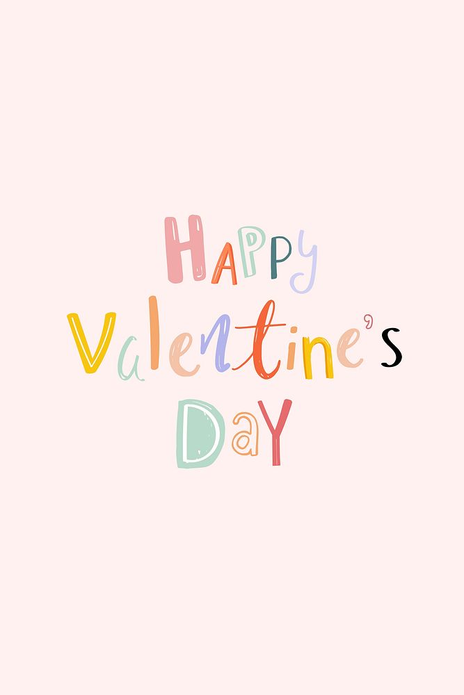 Happy valentine's day  typography psd doodle text