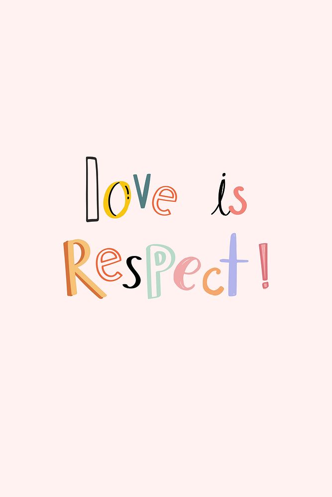 Love is respect vector typography doodle text