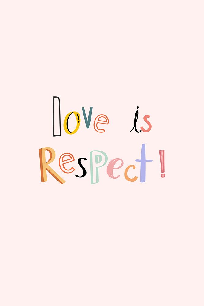 Love is respect typography doodle message