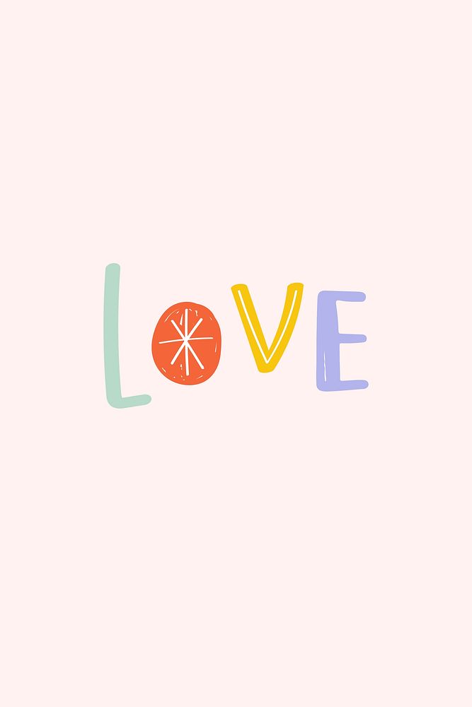 Love word vector doodle font colorful hand drawn