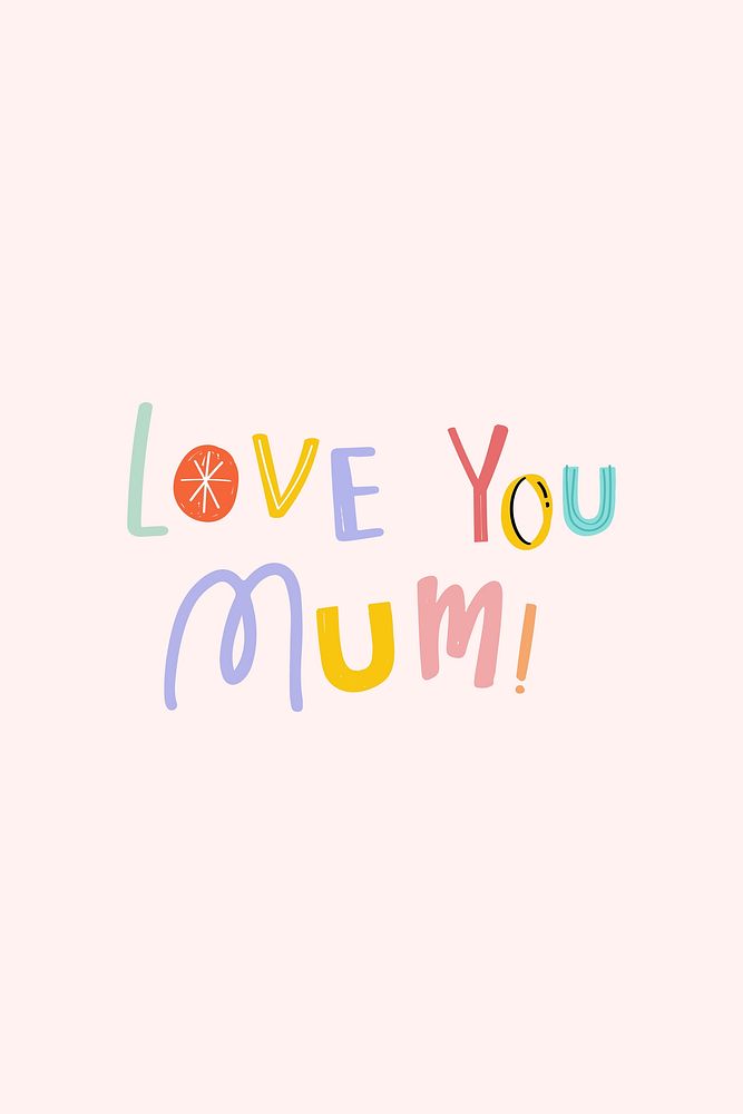 Love you mum vector doodle word 