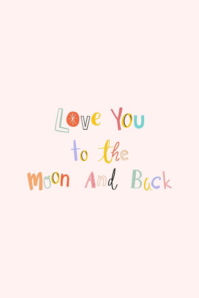 Doodle font Love you to the moon and back lettering vector hand drawn