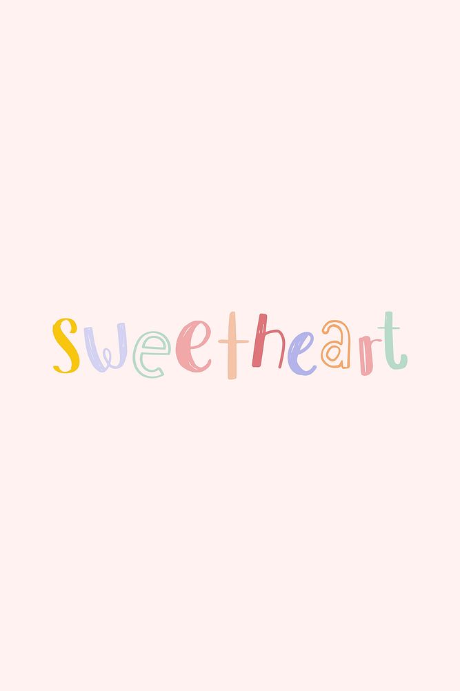 Word art vector sweetheart doodle lettering colorful
