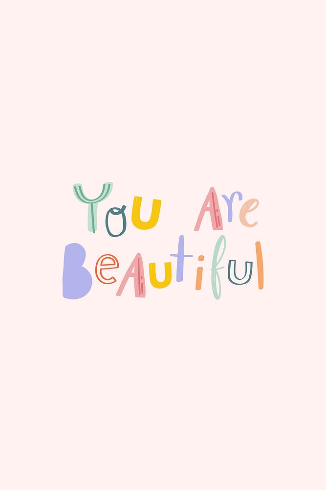 You are beautiful vector message doodle font