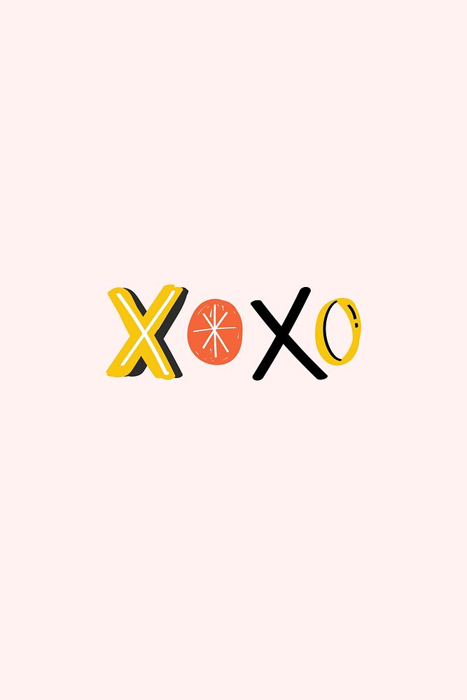 XOXO typography vector doodle text