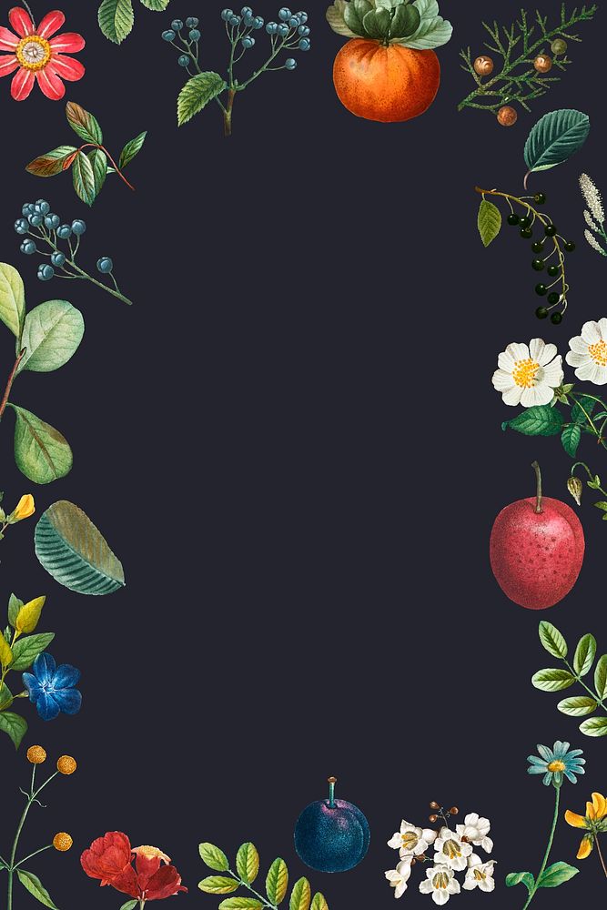 Flower and fruit frame with design space