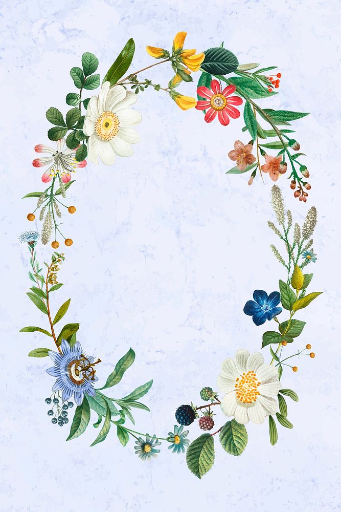 Flower and fruit decorated frame vector