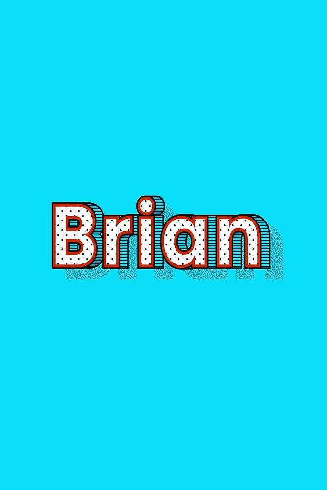 Brian name lettering font shadow retro typography