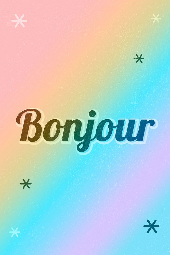 Bonjour word gay pride rainbow font