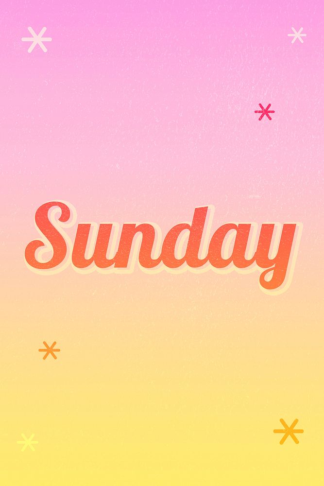 Sunday word colorful star patterned typography