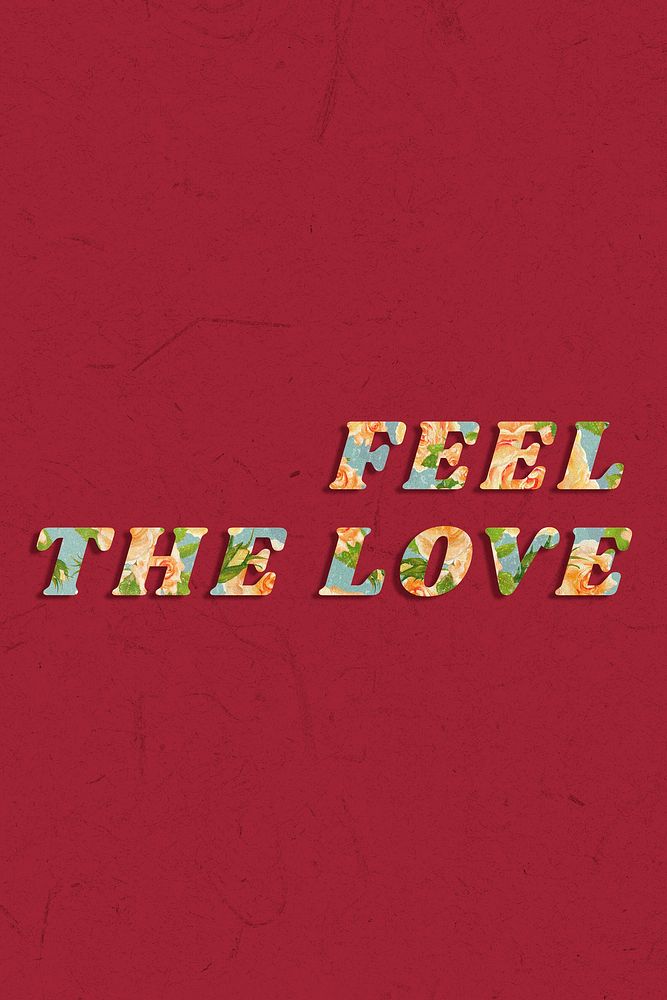 Colorful feel the love typography vintage font
