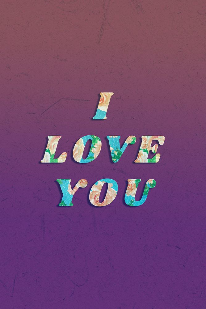 I love you typography bold floral font