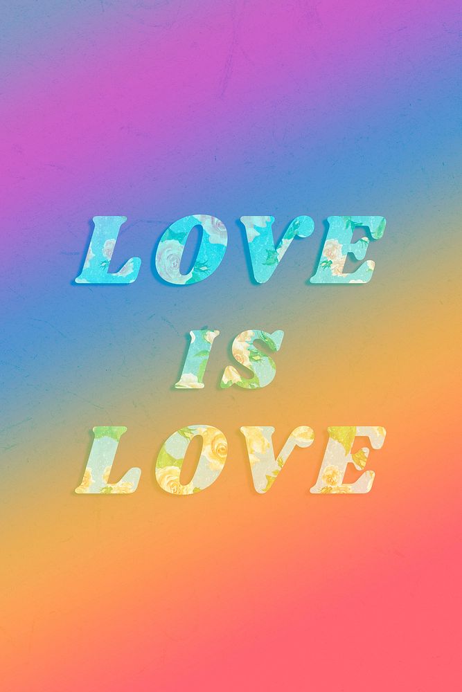 Colorful love is love typography vintage font