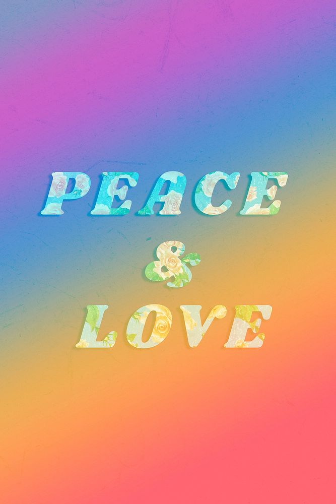 Colorful peace & love message vintage font