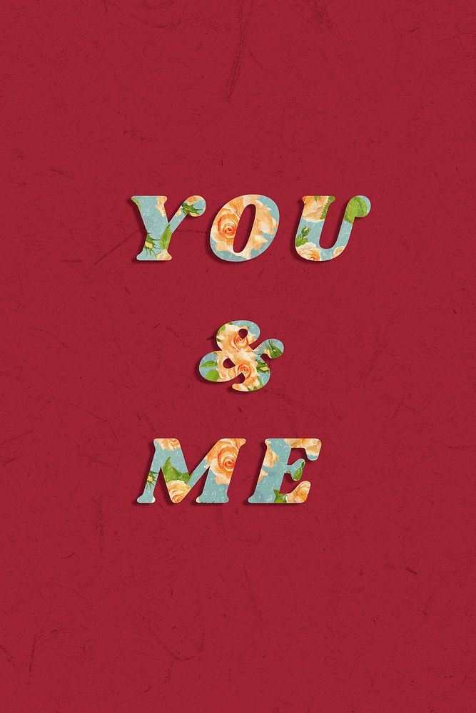 Colorful you & me typography vintage font