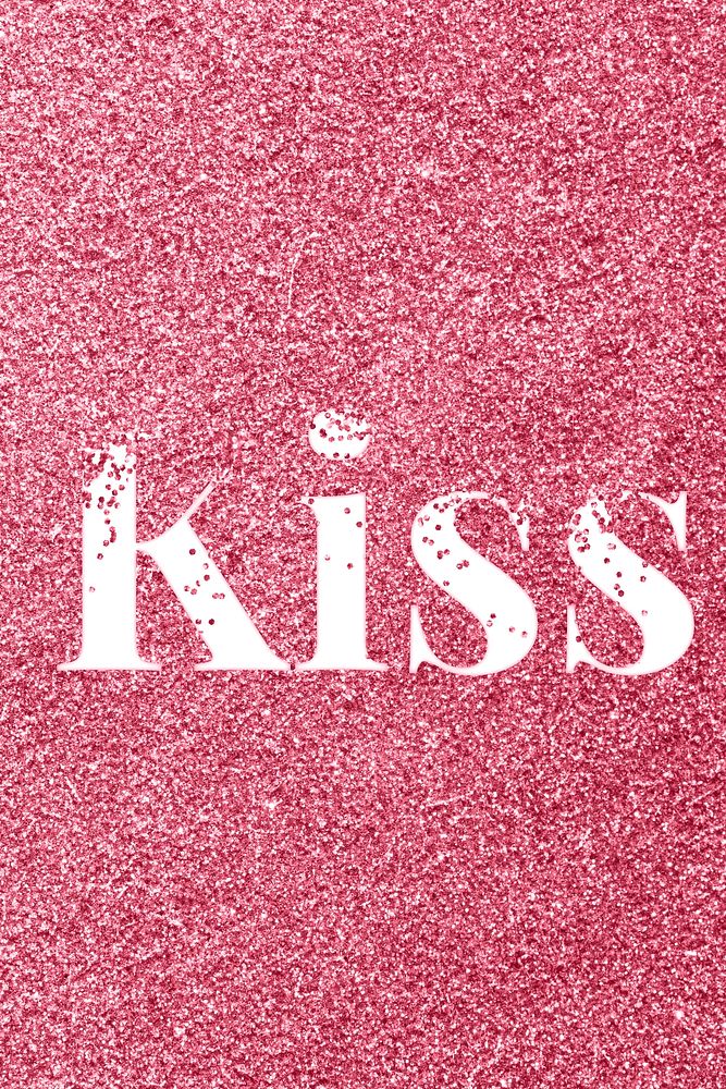 Glitter text kiss rose sparkle font lettering
