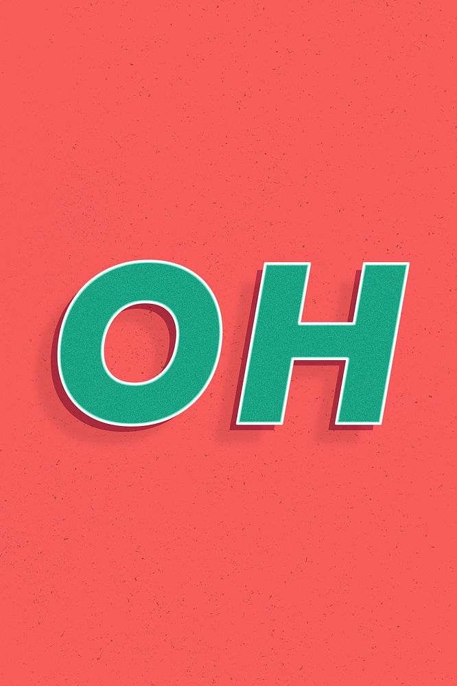 Retro oh word bold text typography 3d effect