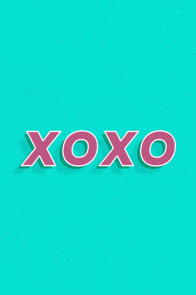 XOXO word retro 3d effect typography lettering