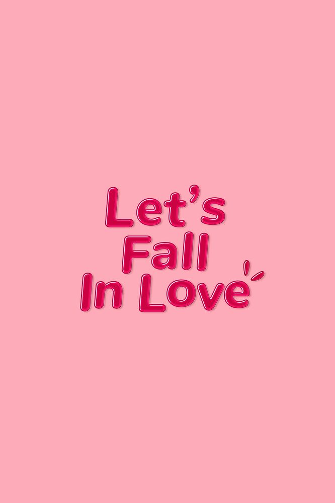 Jelly bold glossy font lets fall in love word