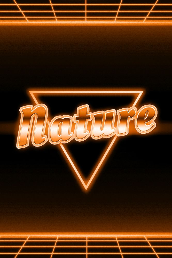 Neon 80s nature word typography