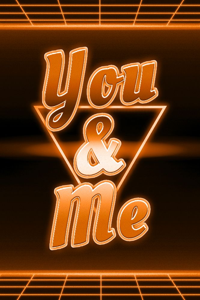 Retro 80s neon you and me word grid typography
