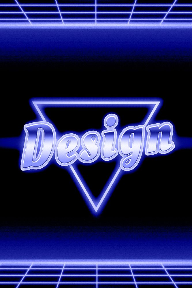 Futuristic design neon blue word typography