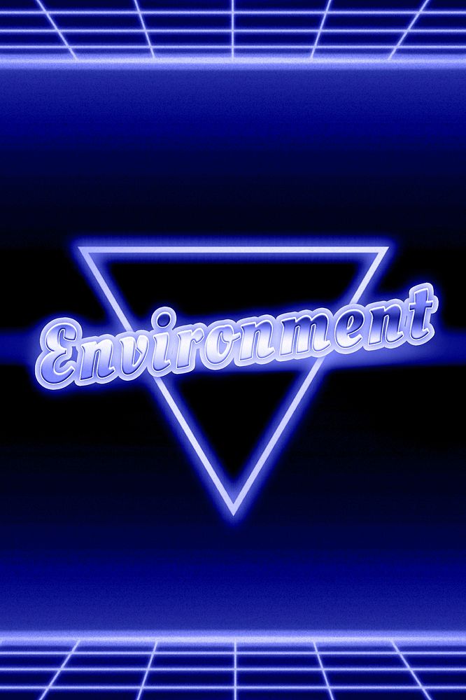 Retro 80s neon environment word grid typography